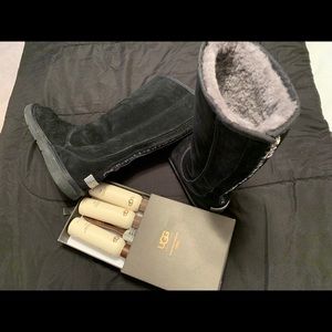 Huggs boots, coach sandals,blue sweater from Italy